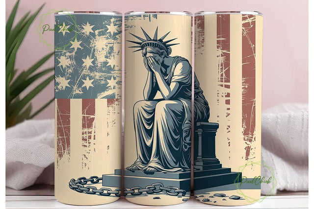 Distressed Lady Liberty 20oz Tumbler Sublimation PixelChick 
