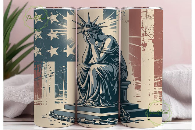 Distressed Lady Liberty 20oz Tumbler Sublimation PixelChick 
