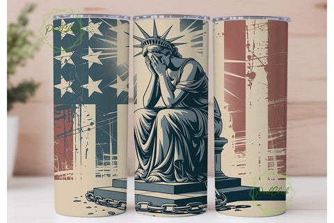 Distressed Lady Liberty 20oz Tumbler Sublimation PixelChick 