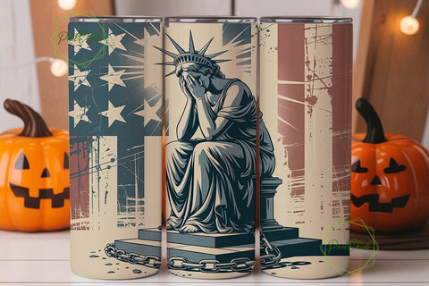 Distressed Lady Liberty 20oz Tumbler Sublimation PixelChick 