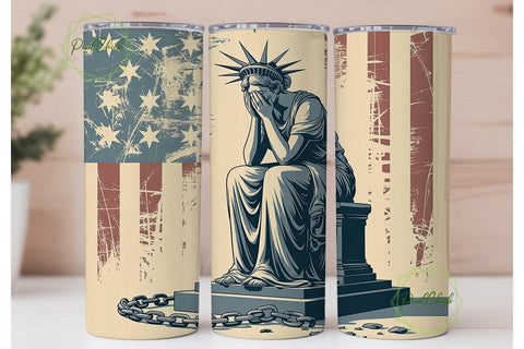 Distressed Lady Liberty 20oz Tumbler Sublimation PixelChick 