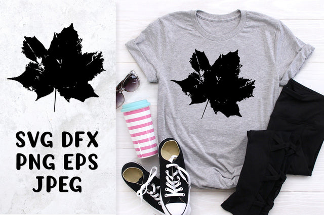 Distressed maple leaf SVG. Leaf ink stamp. Leaf print. SVG LaBelezoka 