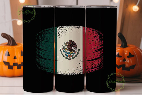 Distressed Mexican Flag 20oz Tumbler Sublimation PixelChick 