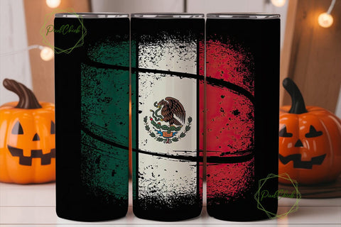 Distressed Mexican Flag 20oz Tumbler Sublimation PixelChick 