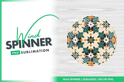 Distressed moroccan tile pattern wind spinner round png Sublimation Regulrcrative 
