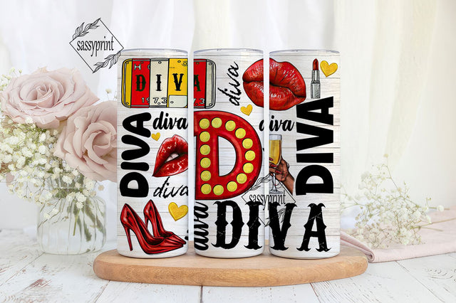 Diva 20 oz skinny tumbler png sublimation design download, tumbler wrap png, diva 20 oz tumbler designs, tumbler png download Sublimation sassyprint 