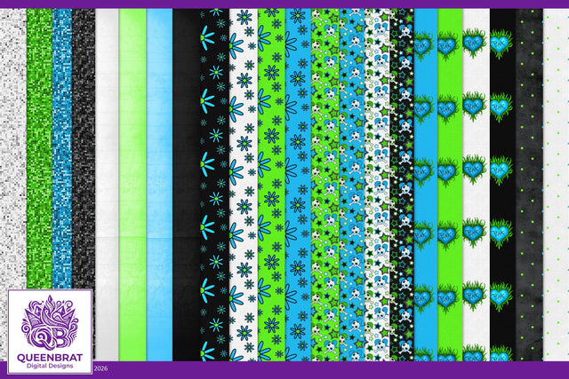 Divalicious Papers Digital Pattern QueenBrat Digital Designs 