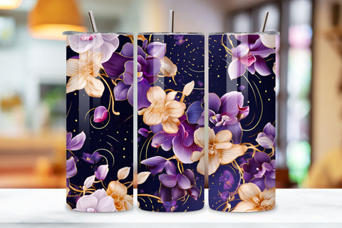 Divinity Orchid Tumbler Wrap, Seamless Wrap PNG, 3D Pink Orchid Flowers 20 oz Skinny Tumbler Sublimation, Tumbler Wrap, Digital Download PNG, Straight & Tapered PNG Sublimation FloridPrintables 
