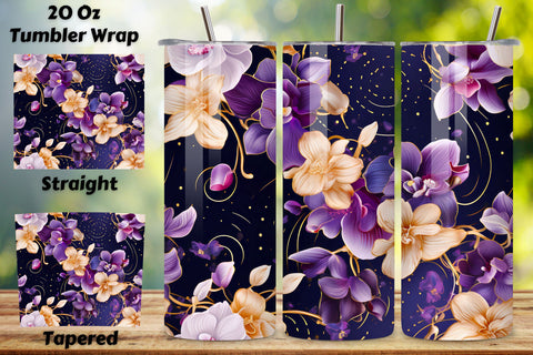 Divinity Orchid Tumbler Wrap, Seamless Wrap PNG, 3D Pink Orchid Flowers 20 oz Skinny Tumbler Sublimation, Tumbler Wrap, Digital Download PNG, Straight & Tapered PNG Sublimation FloridPrintables 