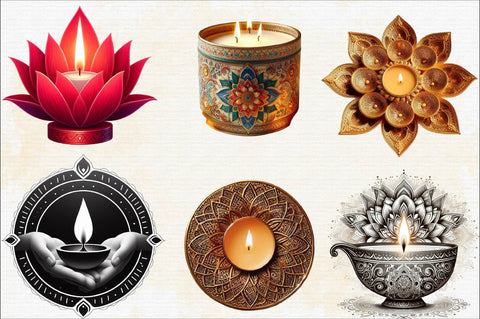 Diwali Candles Sublimation Clipart Bundle Sublimation SVGArt 