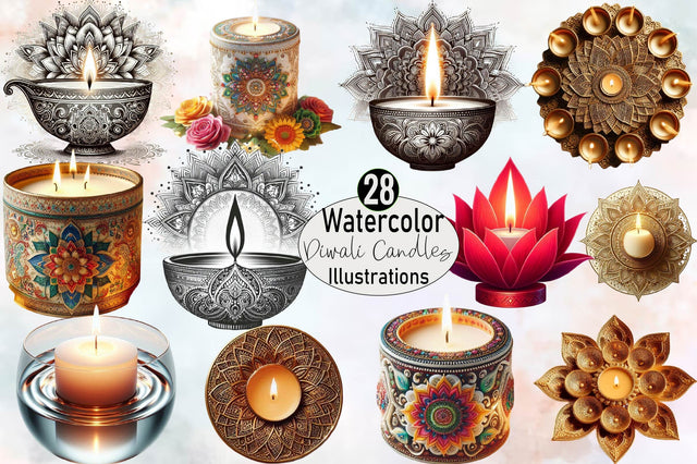 Diwali Candles Sublimation Clipart Bundle Sublimation SVGArt 