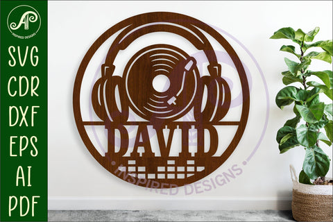 DJ and record name wall art sign, SVG personalized SVG APInspireddesigns 