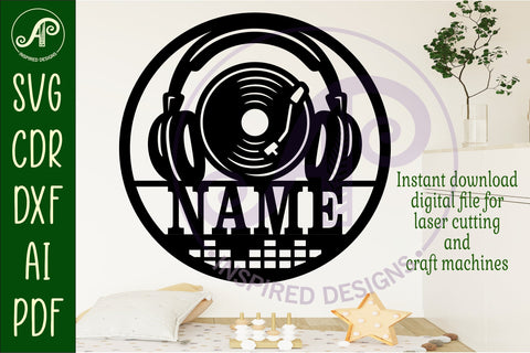 DJ and record name wall art sign, SVG personalized SVG APInspireddesigns 