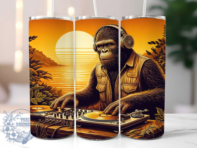 DJ Bigfoot Party Tumbler, DJ Bigfoot Wrap, Sasquatch DJ Tumbler, 20oz Bigfoot Design, Music Lover Tumbler, Funny Bigfoot Tumbler, Sasquatch Party Tumbler Sublimation ToriDesigns 