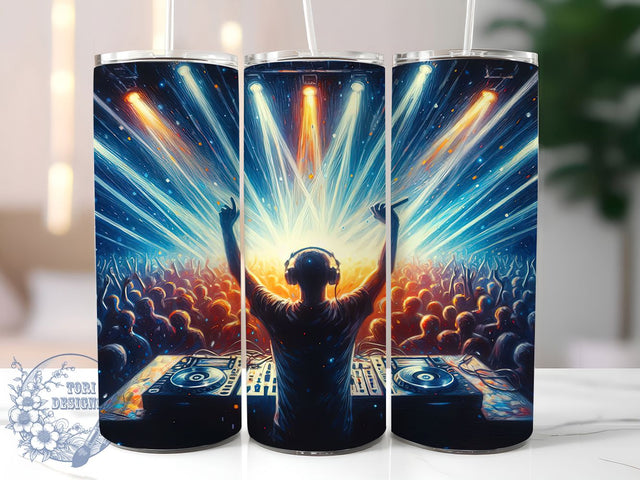 DJ Music Party Nightlife 20oz Tumbler, DJ Tumbler, Music Party Gifts, Nightlife Design, Sublimation Wrap, 20oz Tumbler, Concert Decor, Nightclub Accessories Sublimation ToriDesigns 