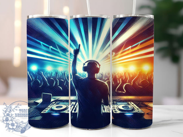 DJ Music Party Nightlife 20oz Tumbler, DJ Tumbler, Music Party Gifts, Nightlife Design, Sublimation Wrap, 20oz Tumbler, Concert Decor, Nightclub Accessories Sublimation ToriDesigns 