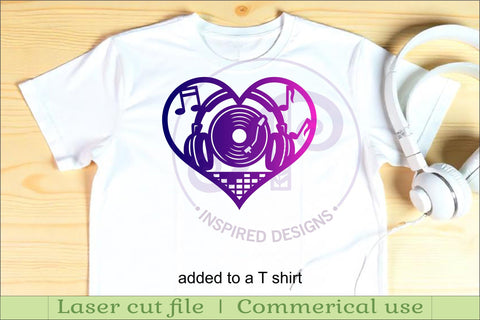 DJ Music theme heart wall sign, Music lovers decor SVG APInspireddesigns 