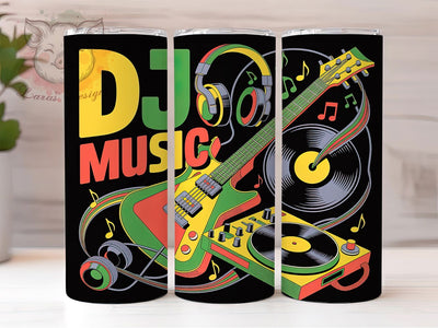 DJ Party Vibes 20oz Tumbler, DJ Music Wrap, Party Vibes Sublimation Design, Musical Sublimation Design, 20oz Tumbler Wrap, Sublimation Design PNG, Music Gift Sublimation Lara' s Designs 