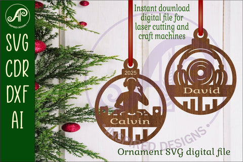 DJ theme personalized Christmas Ornament SVG SVG APInspireddesigns 