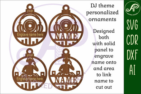 DJ theme personalized Christmas Ornament SVG SVG APInspireddesigns 