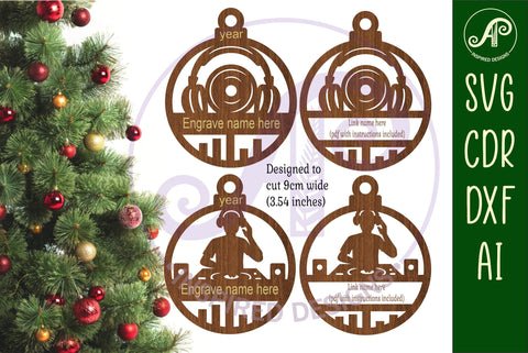 DJ theme personalized Christmas Ornament SVG SVG APInspireddesigns 