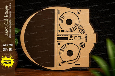 DJ Turntable Laser Cut SVG Design SVG Regulrcrative 