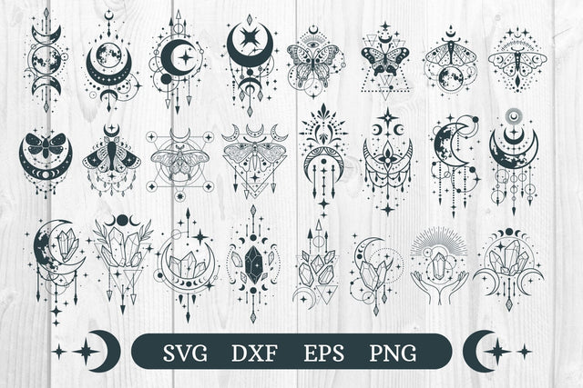 dle, Crystal, moon mystical, butterfly Celestial svg SVG dadan_pm 