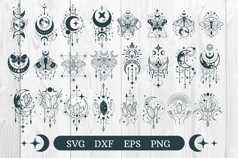 dle, Crystal, moon mystical, butterfly Celestial svg SVG dadan_pm 