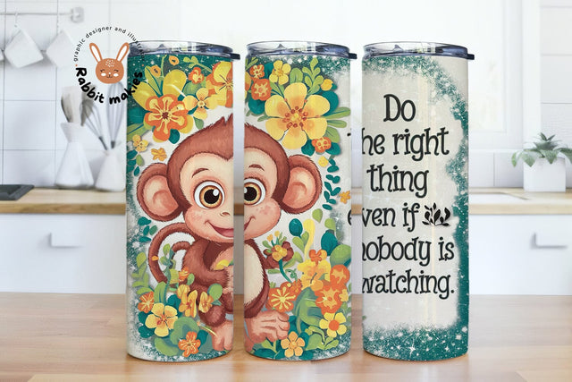Do the right thing even if nobody is watching 20 oz Skinny Tumbler PNG Sublimation Rabbitmakies 