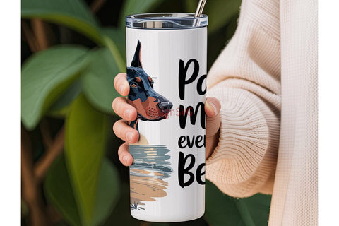 Doberman Beach Sunset 20oz Tumbler Sublimation DesignSVG 
