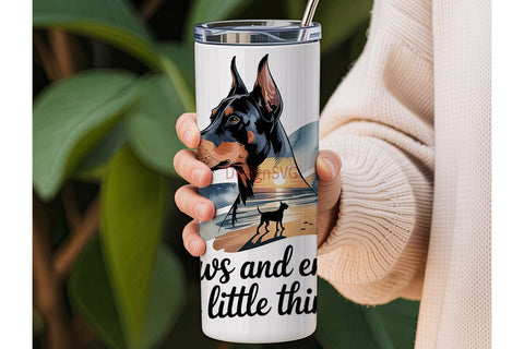 Doberman Beach Sunset 20oz Tumbler Wrap Sublimation DesignSVG 