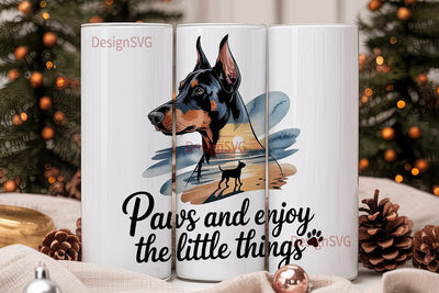 Doberman Beach Sunset 20oz Tumbler Wrap Sublimation DesignSVG 