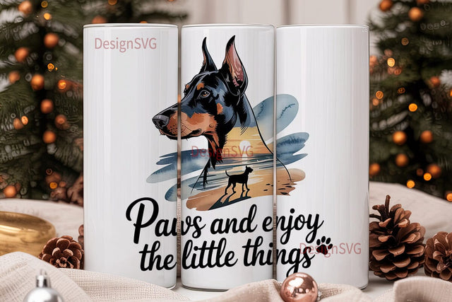 Doberman Beach Sunset 20oz Tumbler Wrap Sublimation DesignSVG 