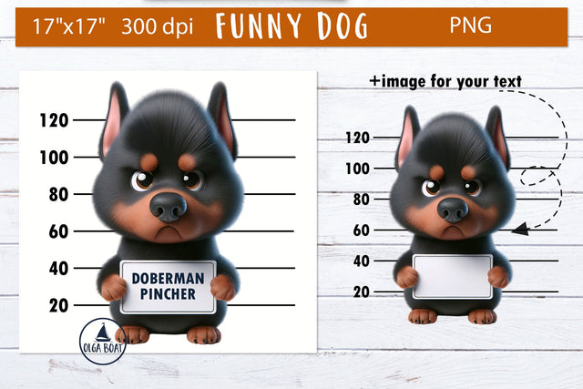 Doberman clipart dog | Funny dog illustration Sublimation Olga Boat Design 