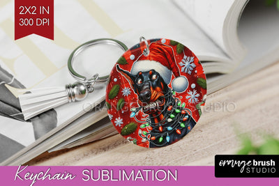 Doberman Funny Christmas Dog Keychain PNG Sublimation OrangeBrushStudio 