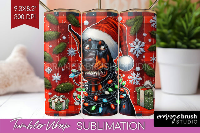 Doberman Funny Christmas Dog Tumbler Wrap Sublimation OrangeBrushStudio 