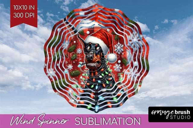 Doberman Funny Christmas Dog Wind Spinner Sublimation OrangeBrushStudio 