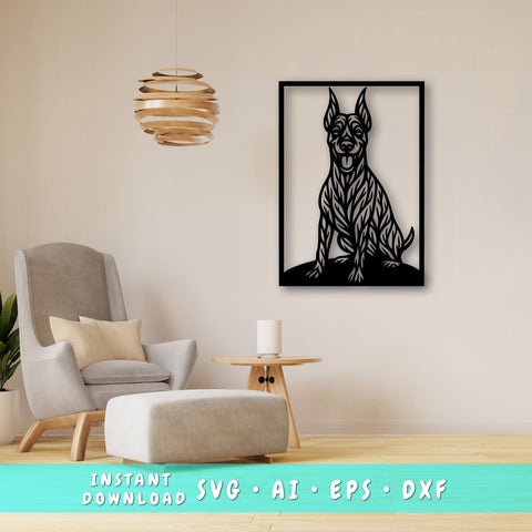 Doberman Laser SVG, Cute Dog Laser Cut, Pet Lover Design, Digital Download, Dog Art, Laser Engraving File SVG HappyDesignStudio 
