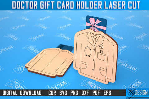 Doctor Gift Card Holder Bundle | Medical Uniform | Greeting Card | CNC File SVG Fly Design 