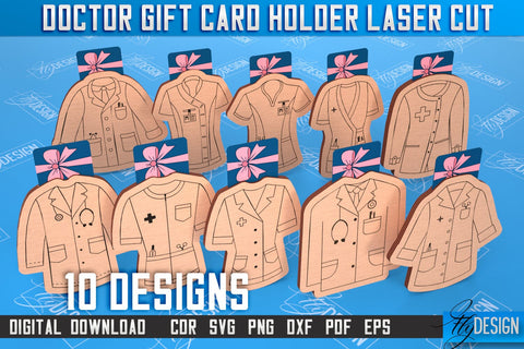 Doctor Gift Card Holder Bundle | Medical Uniform | Greeting Card | CNC File SVG Fly Design 