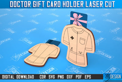 Doctor Gift Card Holder | Medical Uniform | Greeting Card | CNC File SVG Fly Design 
