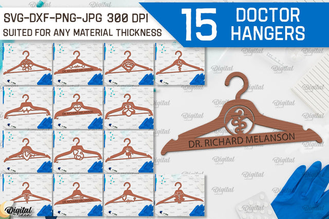 Doctor Hangers Laser Cut Bundle. Doctor Clothes Hangers SVG SVG Evgenyia Guschina 