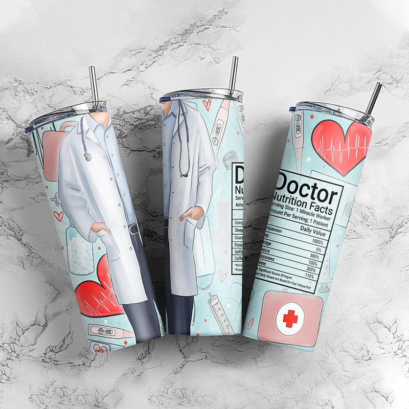 Doctor Nutrition Facts Tumbler 20oz Skinny Tumbler PNG Wrap Sublimation Design, Doctor Straight/Warped PNG File Instant Download Sublimation CaldwellArt 
