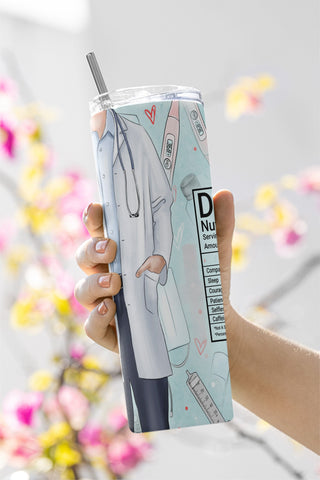 Doctor Nutrition Facts Tumbler 20oz Skinny Tumbler PNG Wrap Sublimation Design, Doctor Straight/Warped PNG File Instant Download Sublimation CaldwellArt 