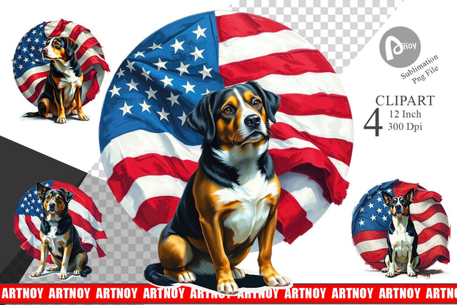 Dog 4th of July Clipart Sublimation artnoy 