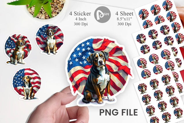 Dog 4th of July Sticker Sublimation artnoy 