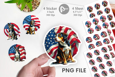 Dog 4th of July Sticker Sublimation artnoy 