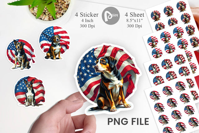 Dog 4th of July Sticker Sublimation artnoy 