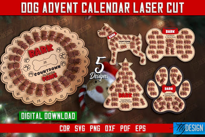 Dog Advent Calendar Bundle | Pet Gift | Calendar with Treats | Days Until Christmas | CNC Files SVG Fly Design 