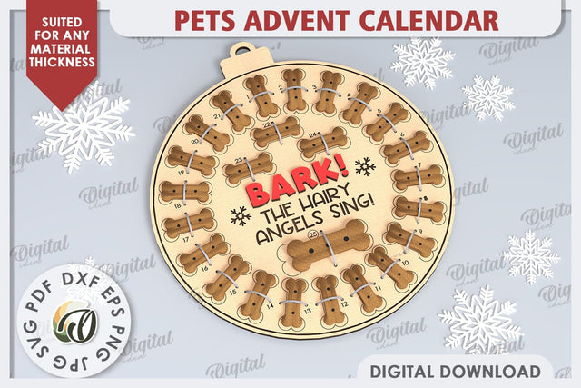Dog Advent Calendar Laser Cut. Christmas Treat Calendar SVG SVG Evgenyia Guschina 